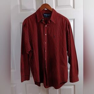 Ralph Lauren Blake 2-Ply Cotton Mens XL Red Plaid Button Down Long Sleeve Shirt